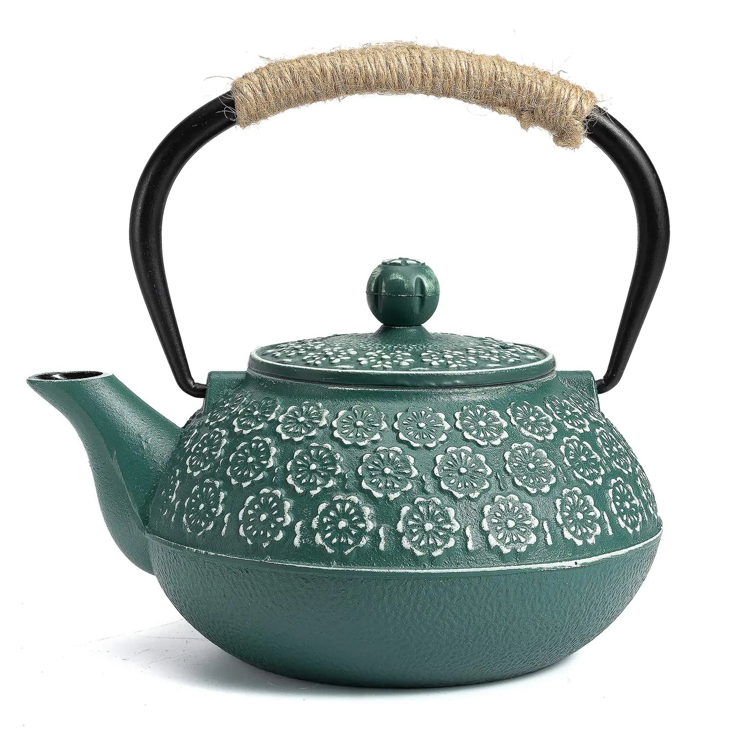 Sotya Cast Iron Teapot 30oz/900ml Japanese Tetsubin Tea Pot with Infuser for Loose Leaf Tea Kettle Coated with Enameled Interior for Stove Top Dark Green